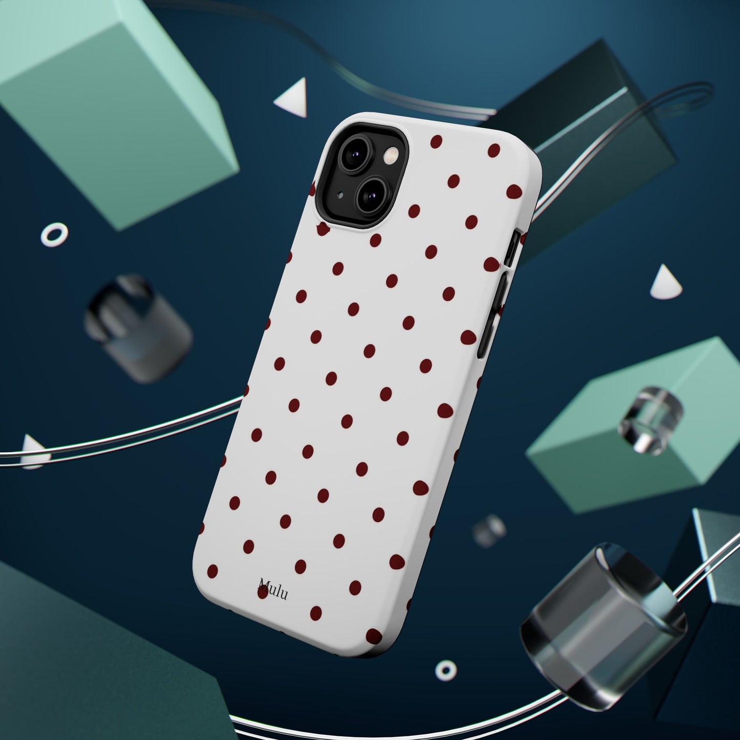 Polka Dot Magnetic Impact-Resistant Phone Case — Red Dots on White