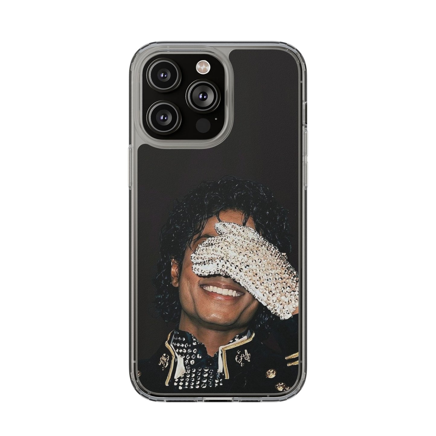 Michael Jackson Smiling Portrait Clear Phone Case — Retro Pop Icon Design