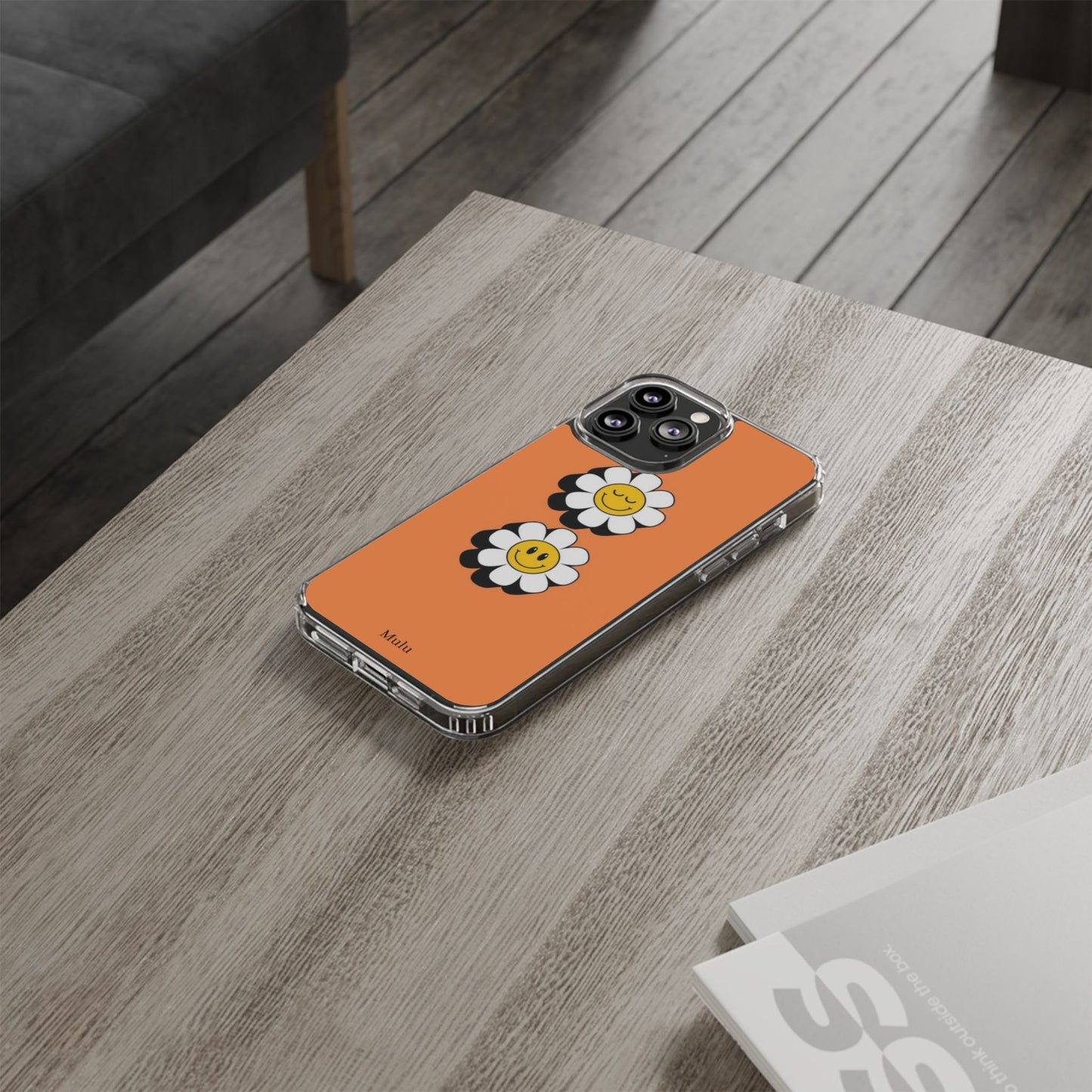 Phone Case — Orange Smiley Daisy Clear Impact‑Resistant Case