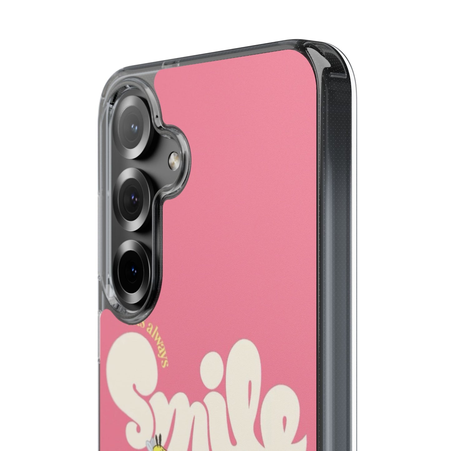 Clear Impact-Resistant Phone Case — Pink 'Smile' Flower Design