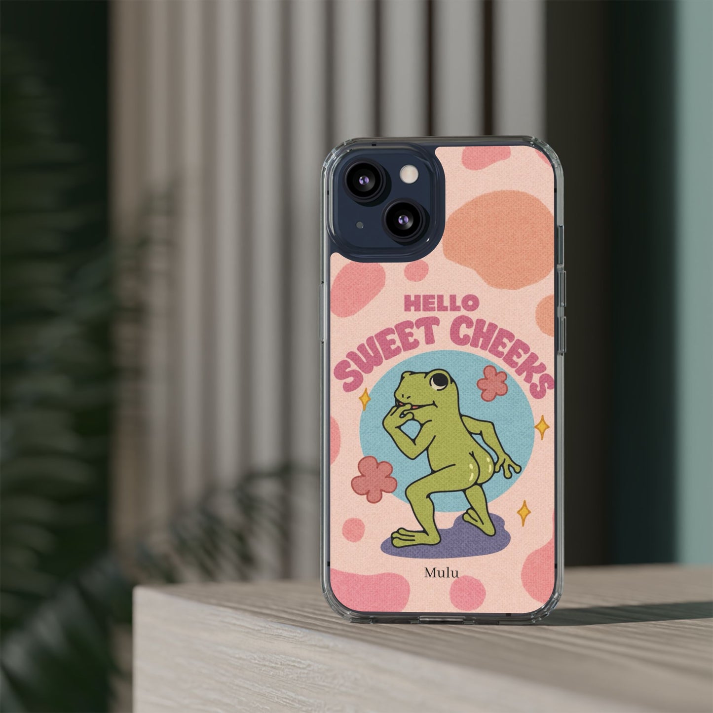 Clear Impact Phone Case — "Hello Sweet Cheeks" Retro Frog Design