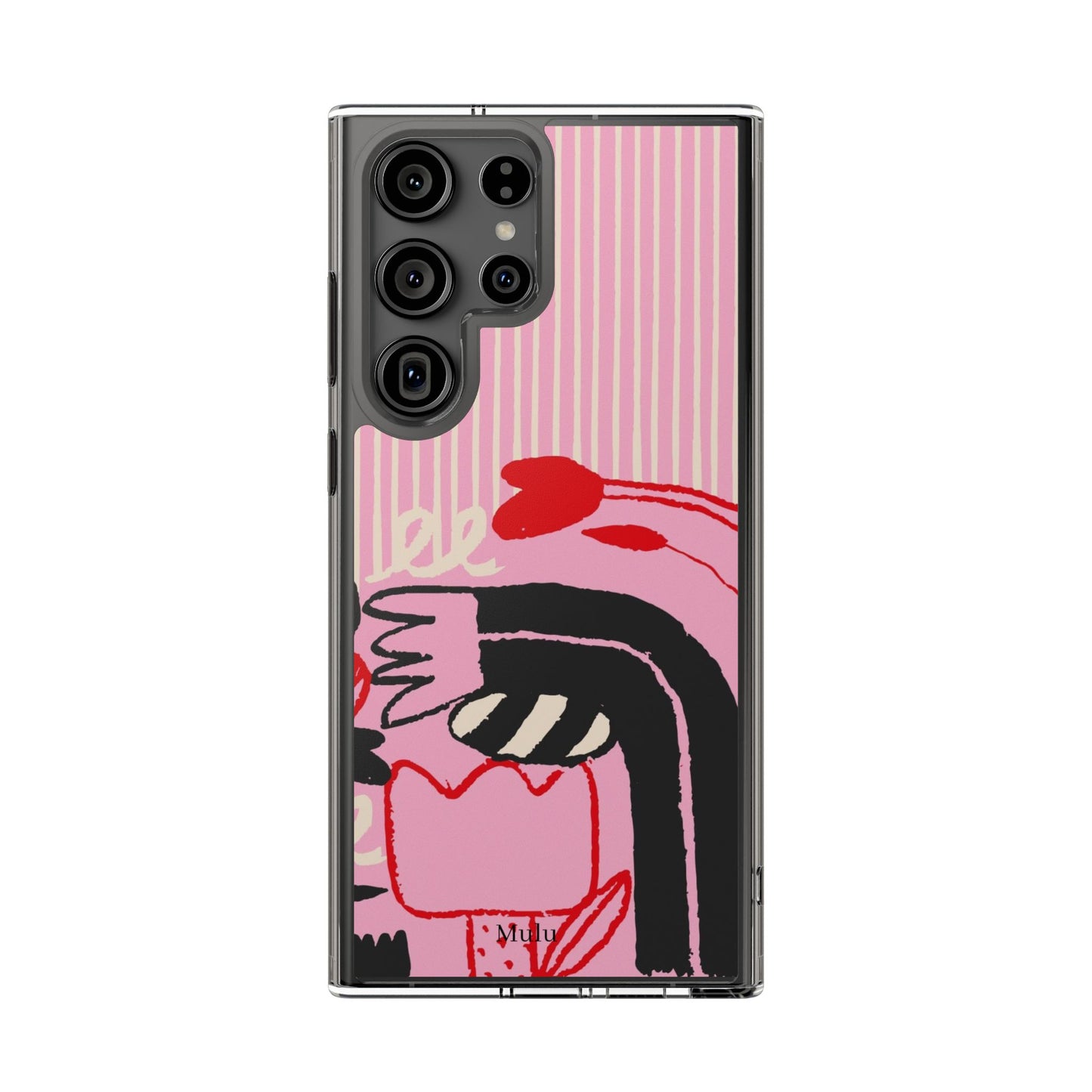 Clear Impact-Resistant Case — Pink Cute Heart Cartoon Design
