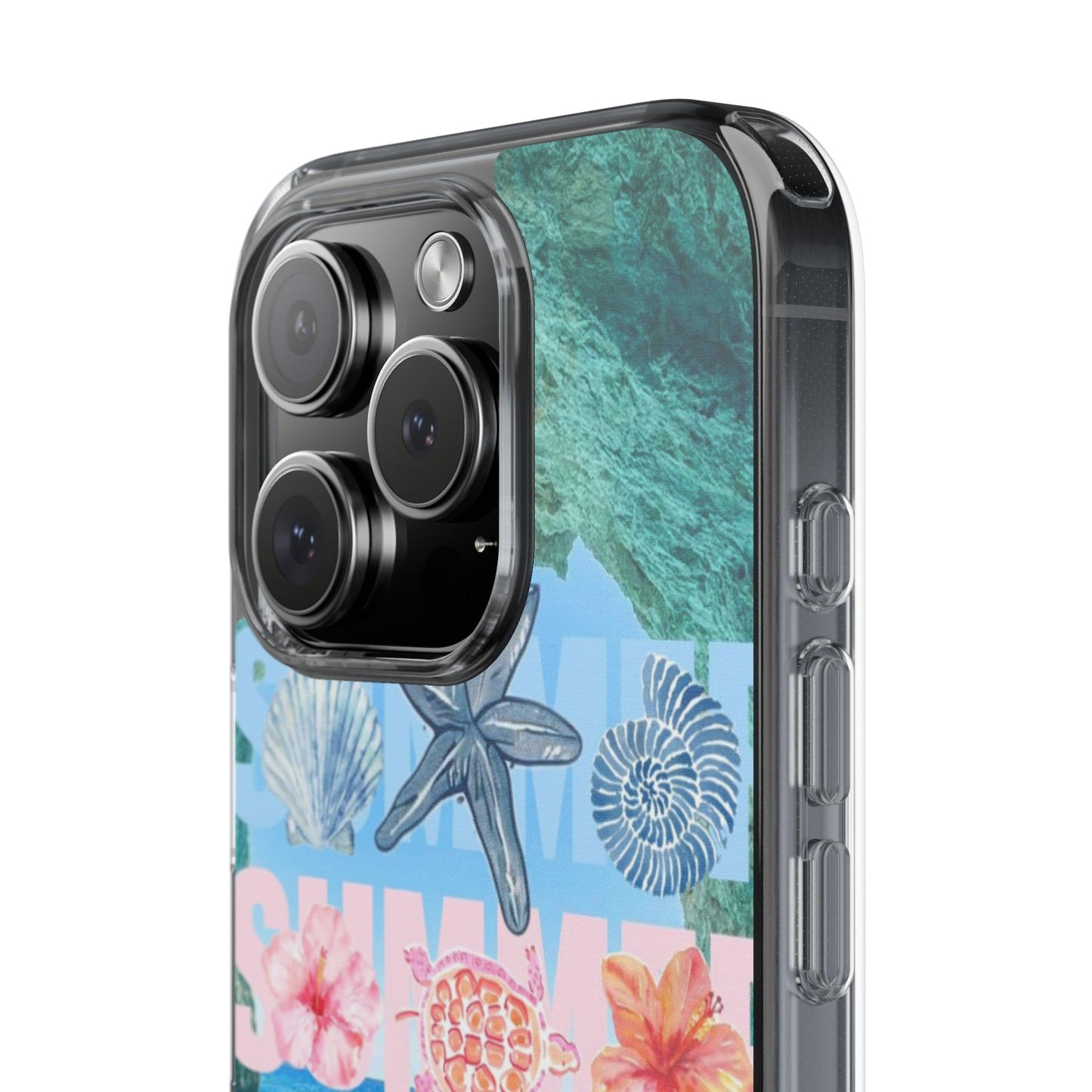 Clear Summer Beach Phone Case — Impact‑Resistant Tropical Design