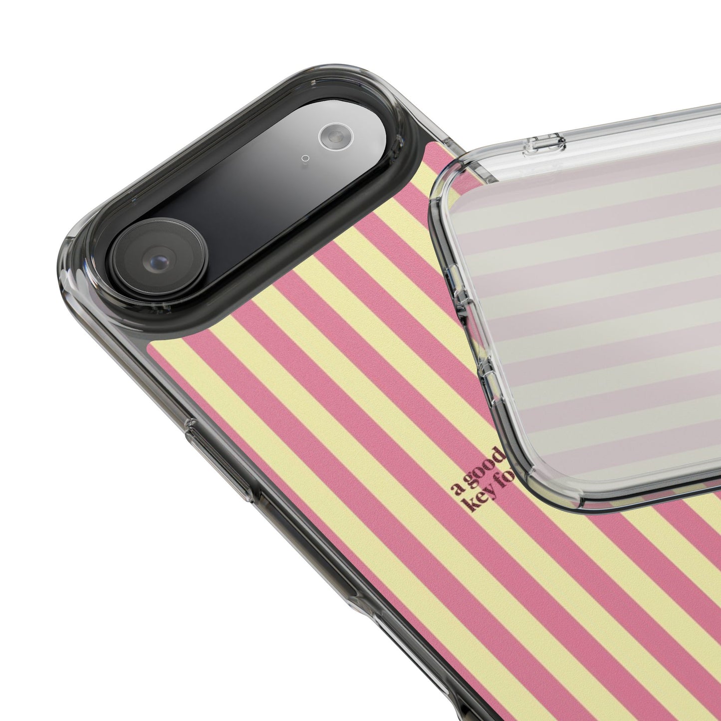 Striped Clear Phone Case — "A Good Mindset Is Key for a Good Life" Motivational iPhone Case
