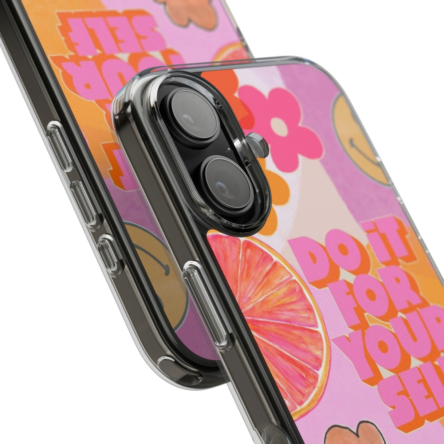 Do It For Yourself Retro Floral Rainbow Phone Case — Clear Impact-Resistant
