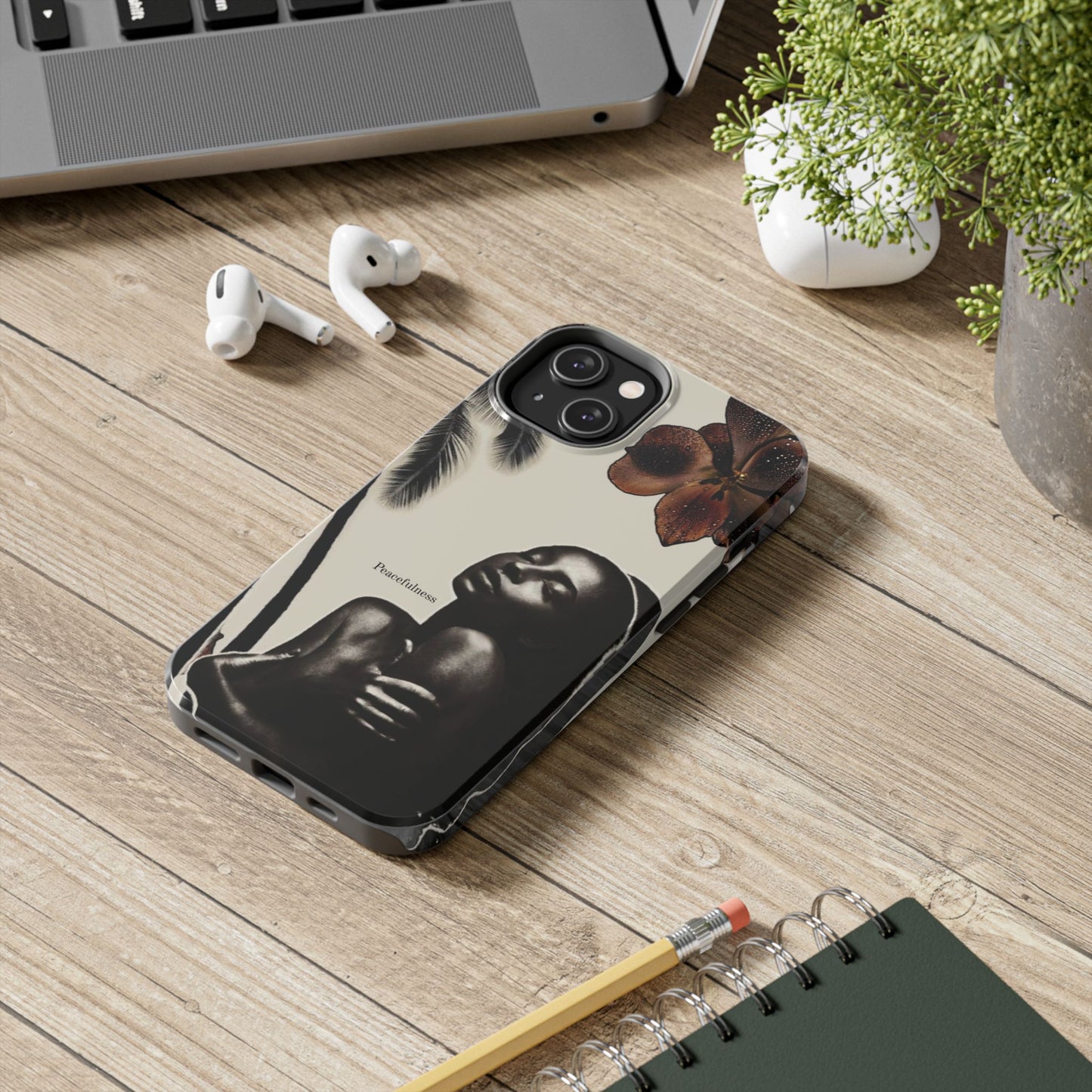Tough Phone Case — "Peacefulness" Artistic Black Woman Floral Design