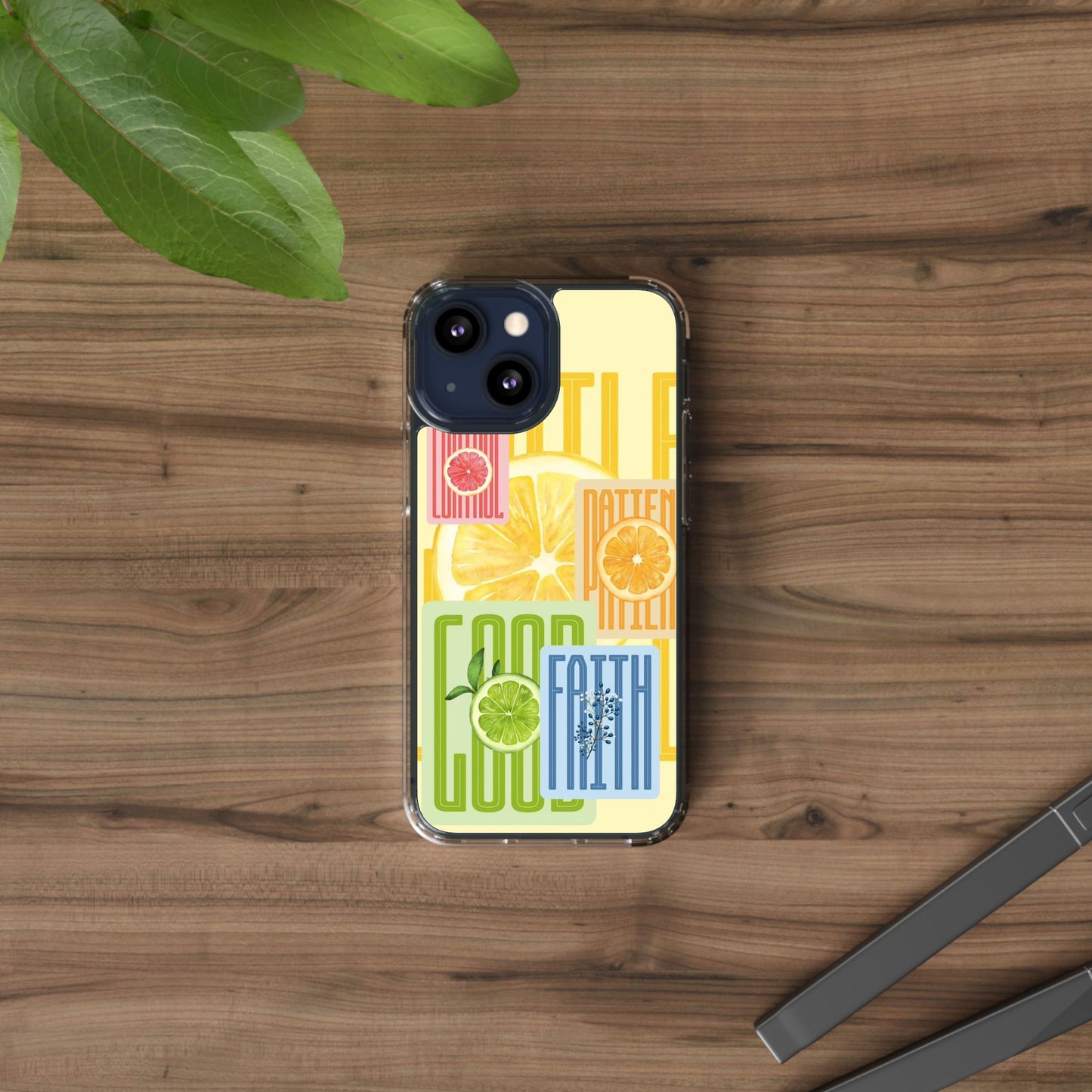 Clear Phone Case — Citrus Fruit Typography "Good Faith" Design