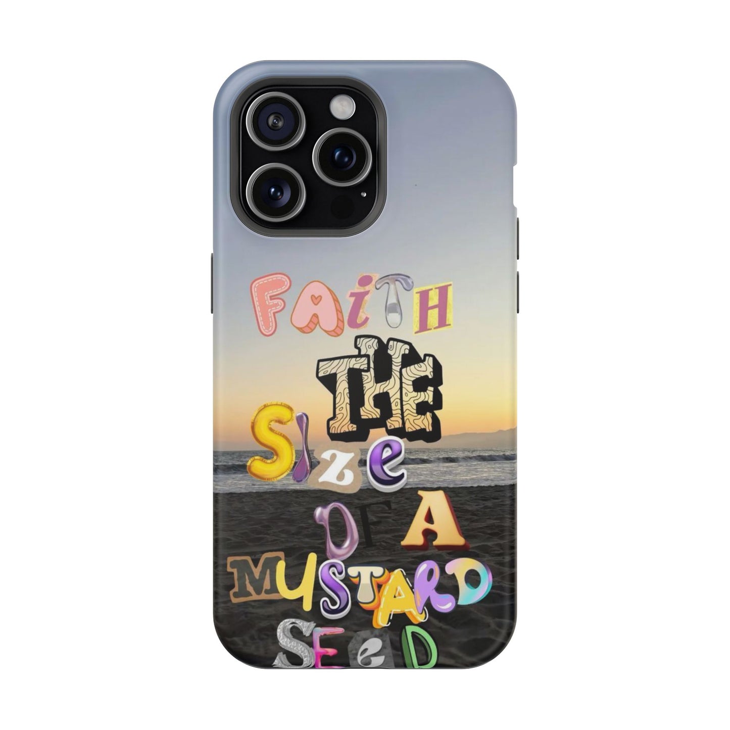Magnetic Impact-Resistant Phone Case — "Faith the Size of a Mustard Seed" Sunset Design