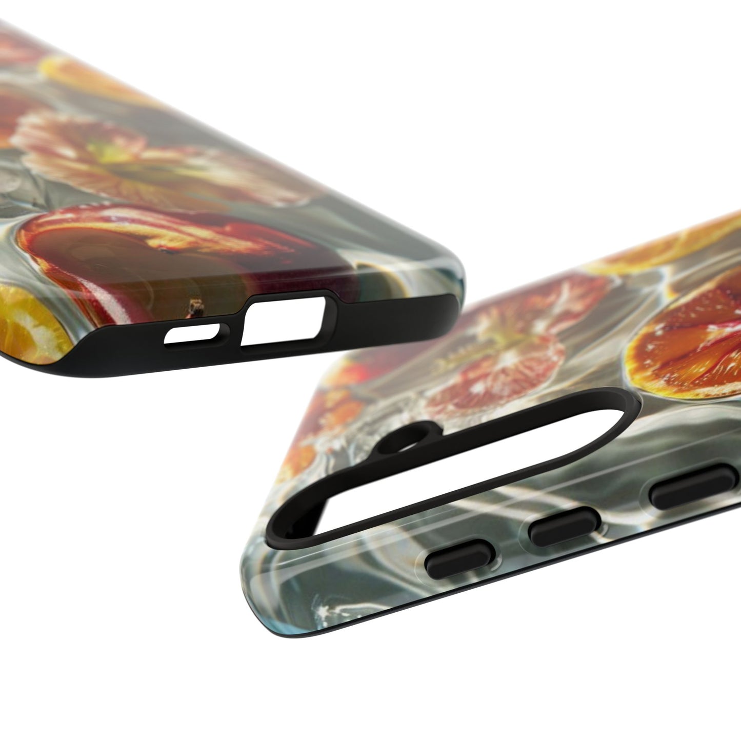 Citrus & Hibiscus Protective Phone Case – Summer Fruit Water Print Tough Case