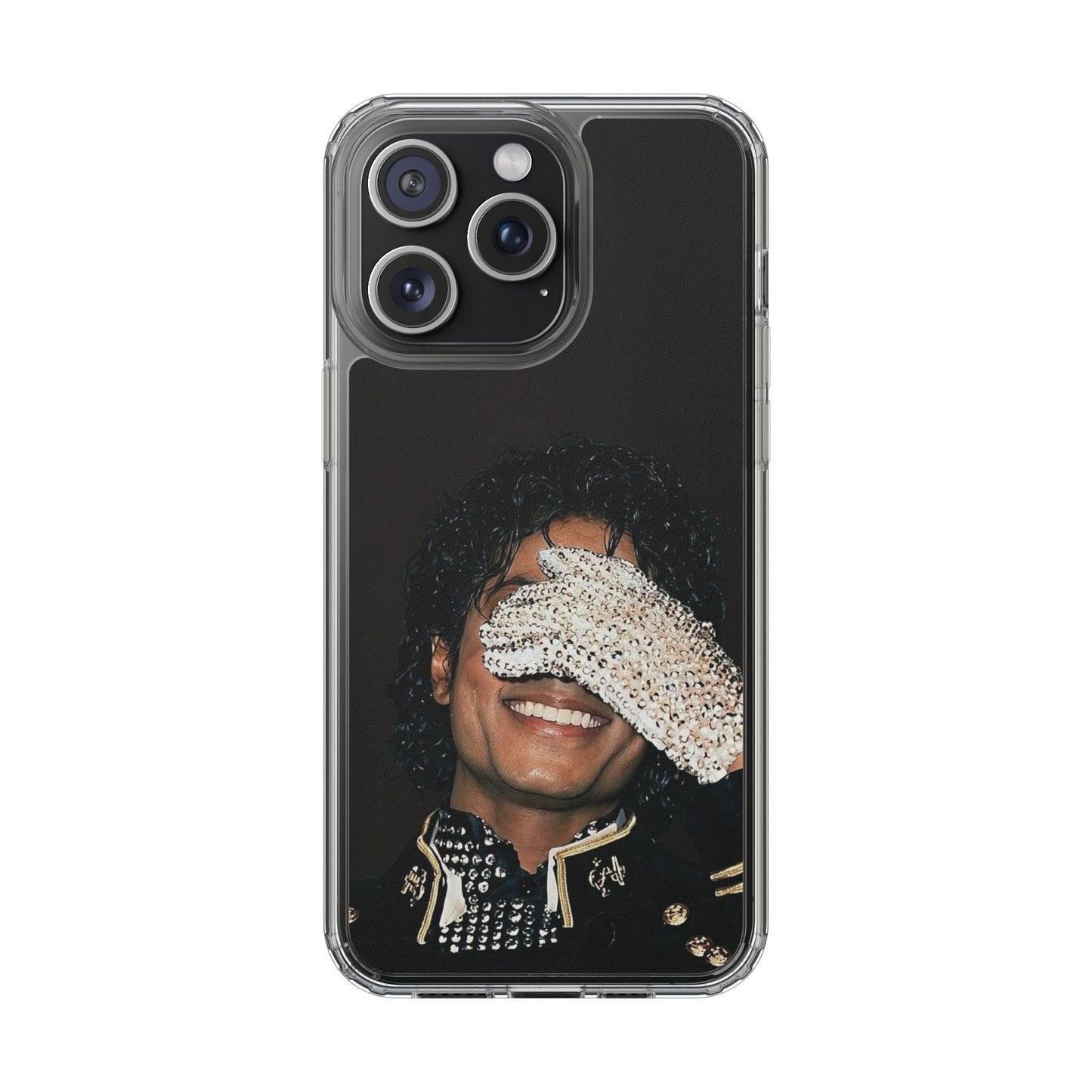 Michael Jackson Smiling Portrait Clear Phone Case — Retro Pop Icon Design
