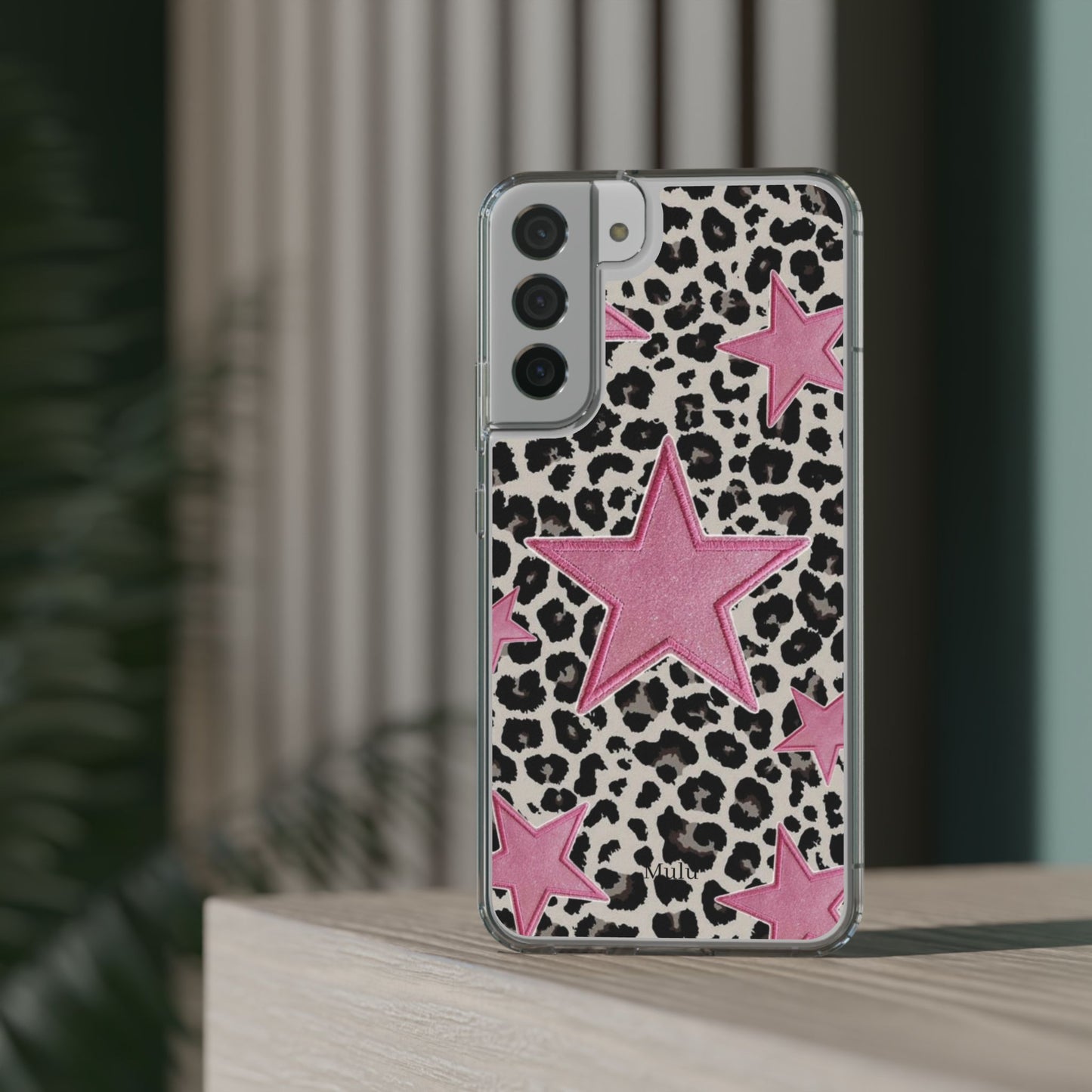 Pink Star Leopard Clear Impact Phone Case