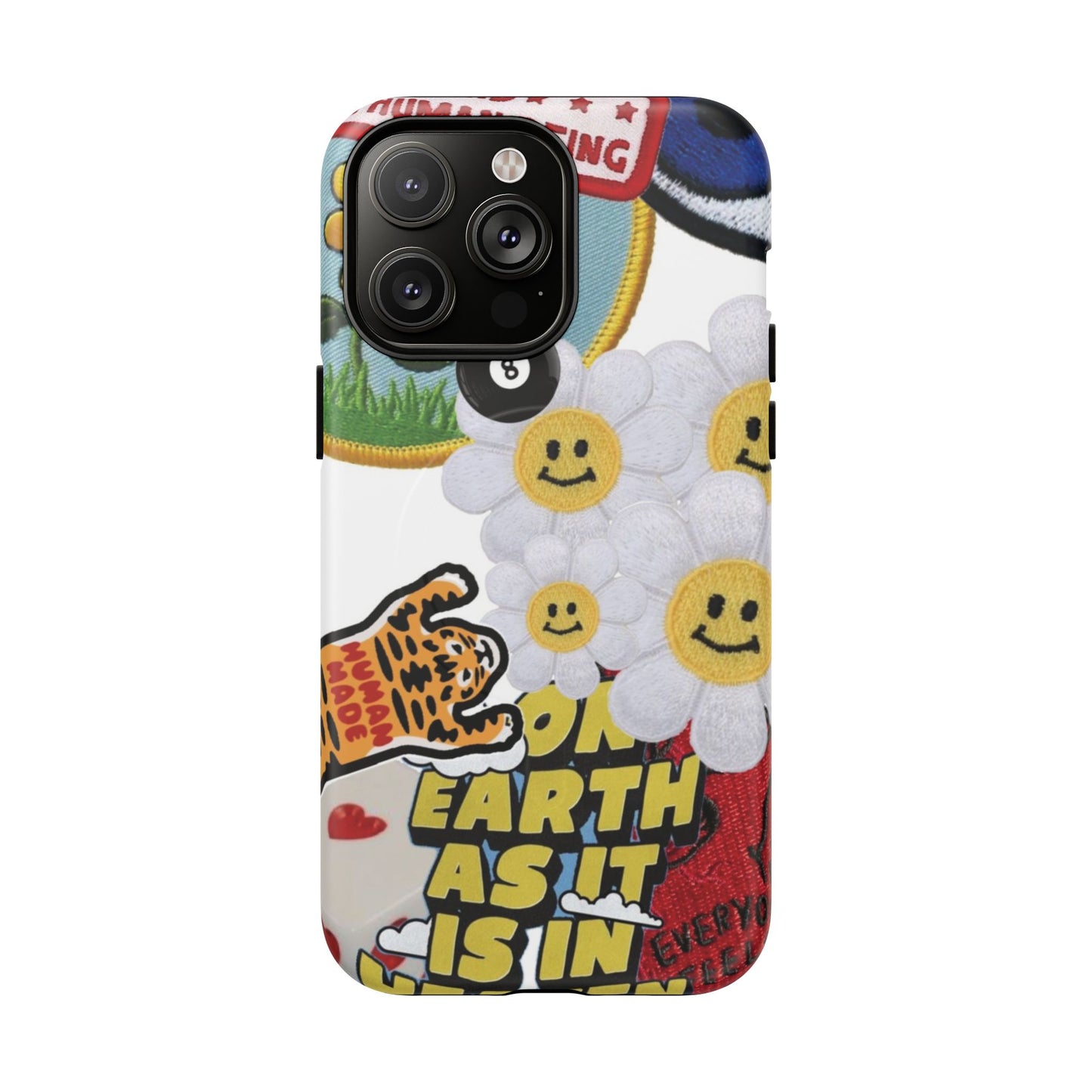 Phone Case — Retro Smiley Daisy Collage Tough Magnetic Cover
