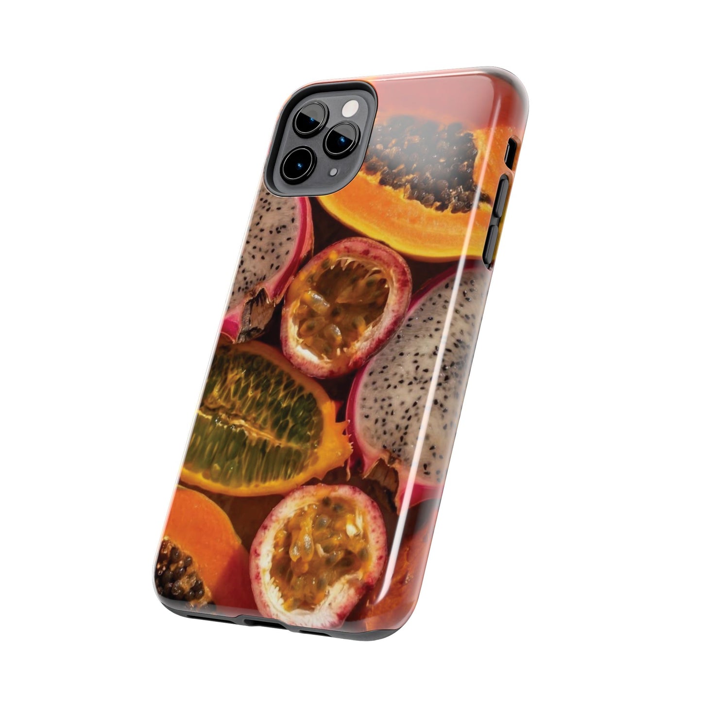 Tropical Fruit Tough Phone Case — Papaya & Dragon Fruit Design