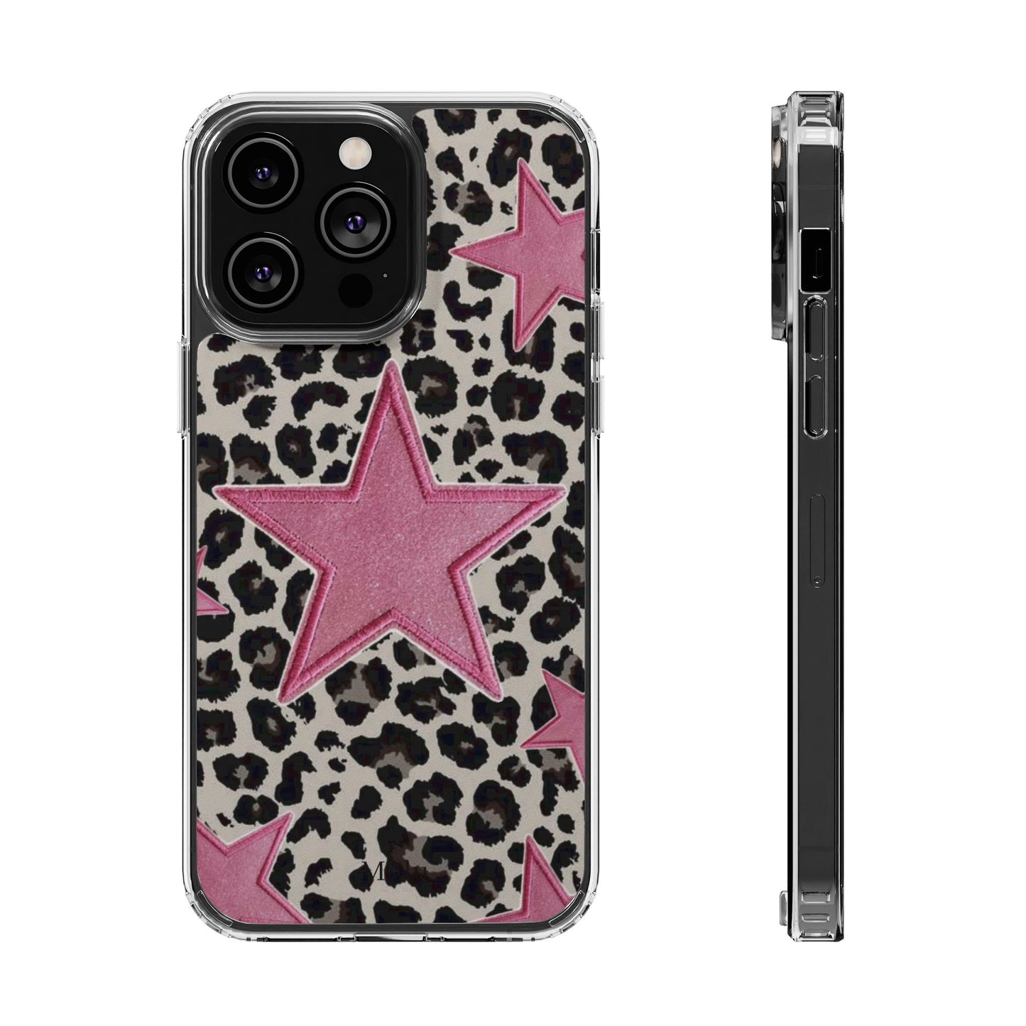 Pink Star Leopard Clear Impact Phone Case