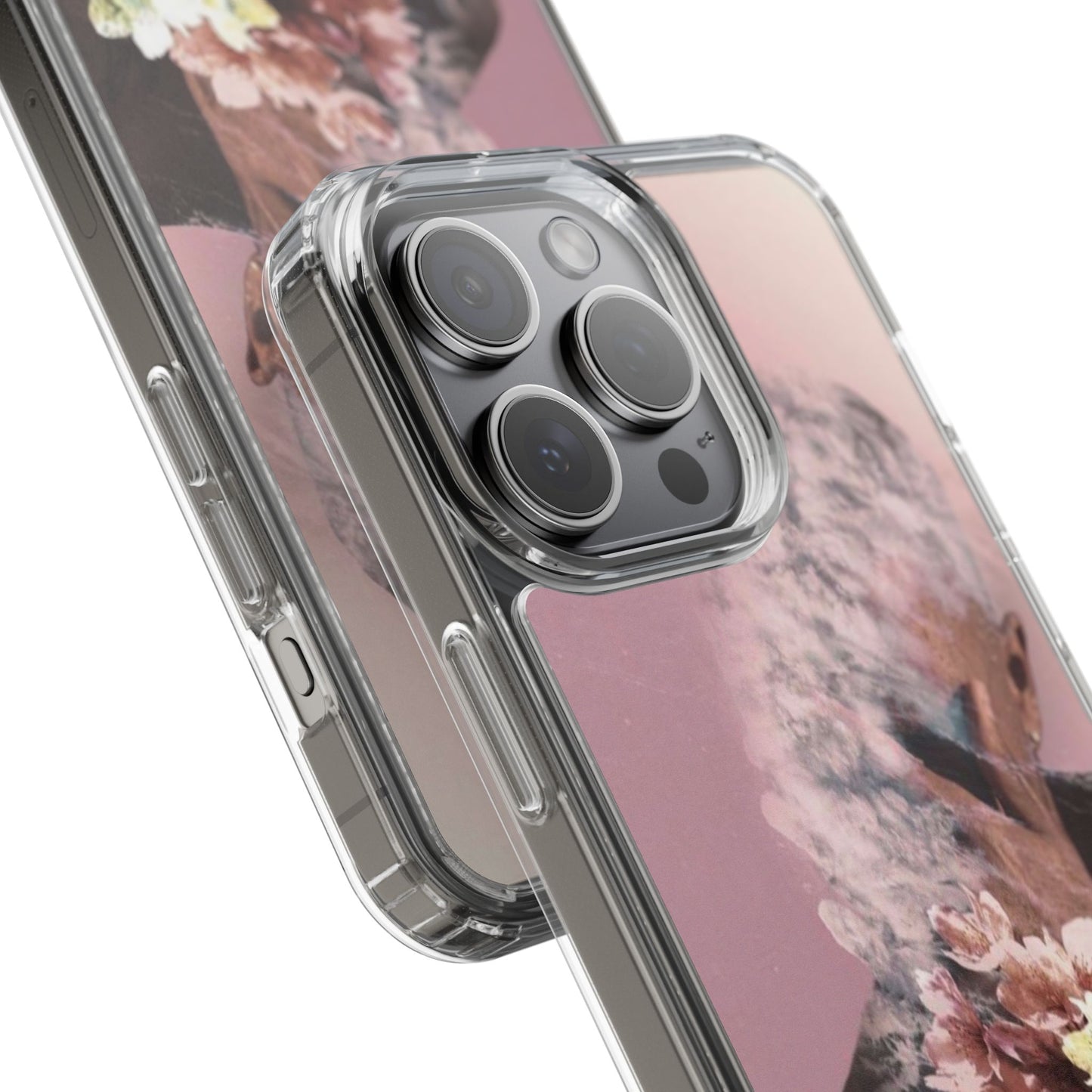Clear Phone Case — Pink Floral Smoke Art iPhone Case