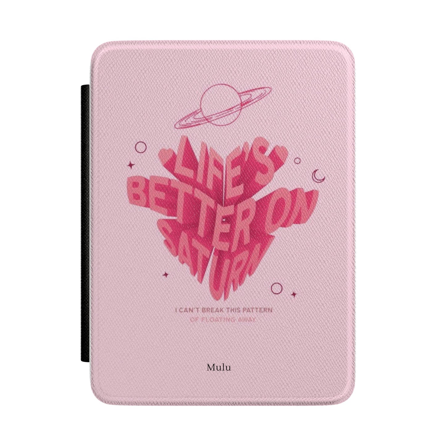 Pink 'Life's Better on Saturn' Kindle Case — Cute Retro Space E-Reader Cover