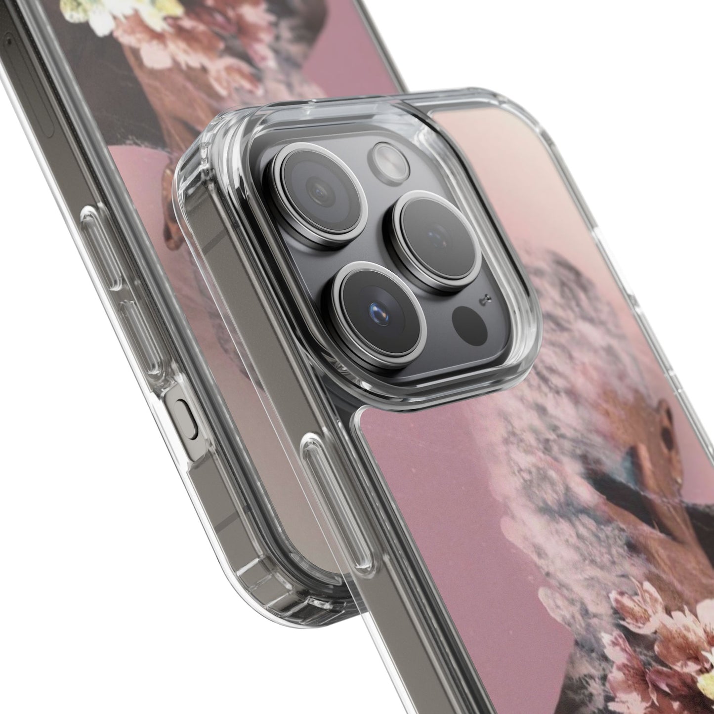 Clear Phone Case — Pink Floral Smoke Art iPhone Case