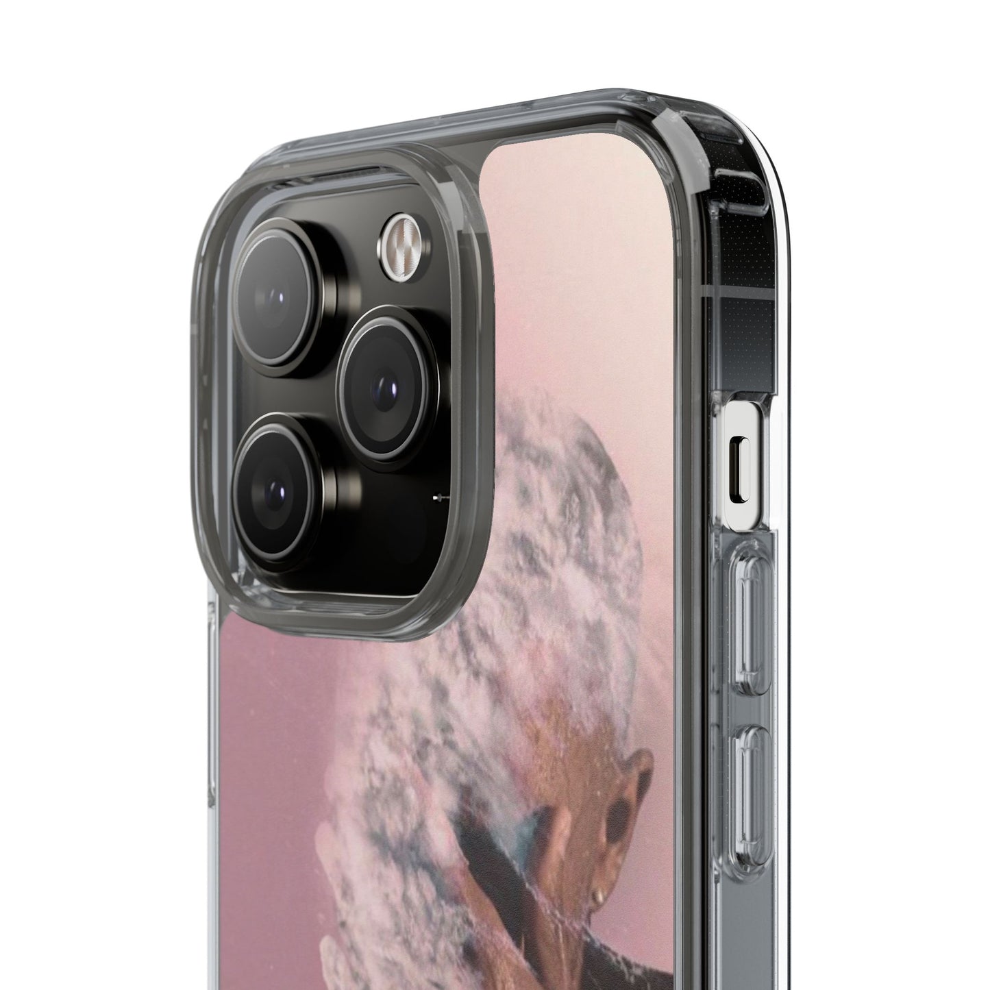 Clear Phone Case — Pink Floral Smoke Art iPhone Case
