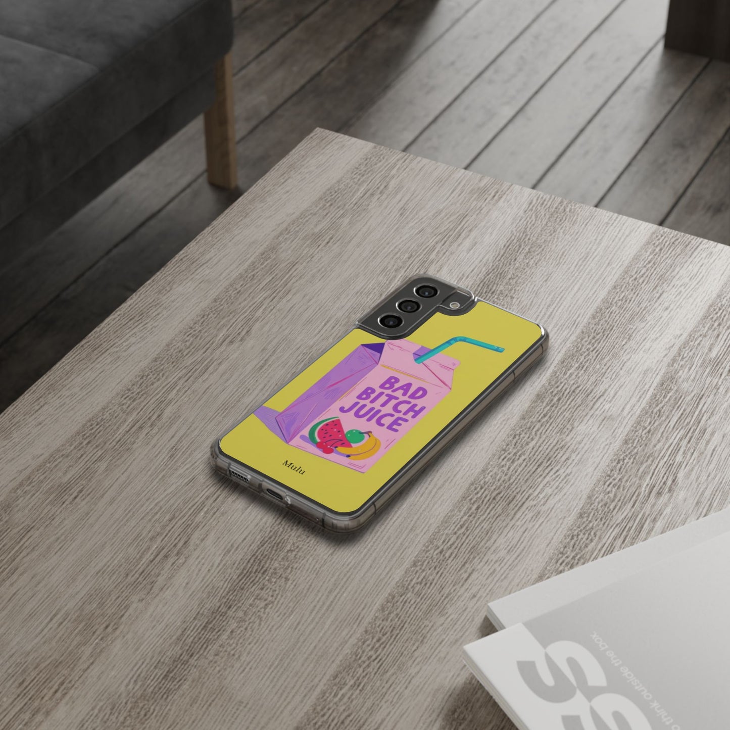 Clear Impact-Resistant Phone Case — "Bad Bitch Juice" Cartoon Juice Box Design