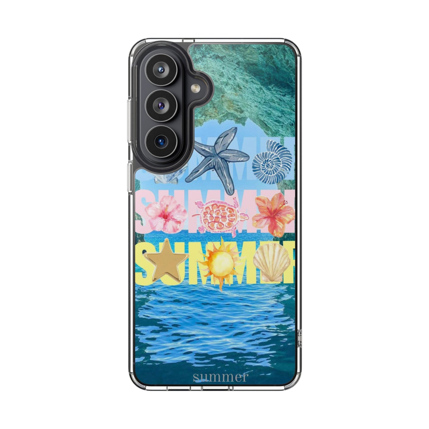 Clear Summer Beach Phone Case — Impact‑Resistant Tropical Design