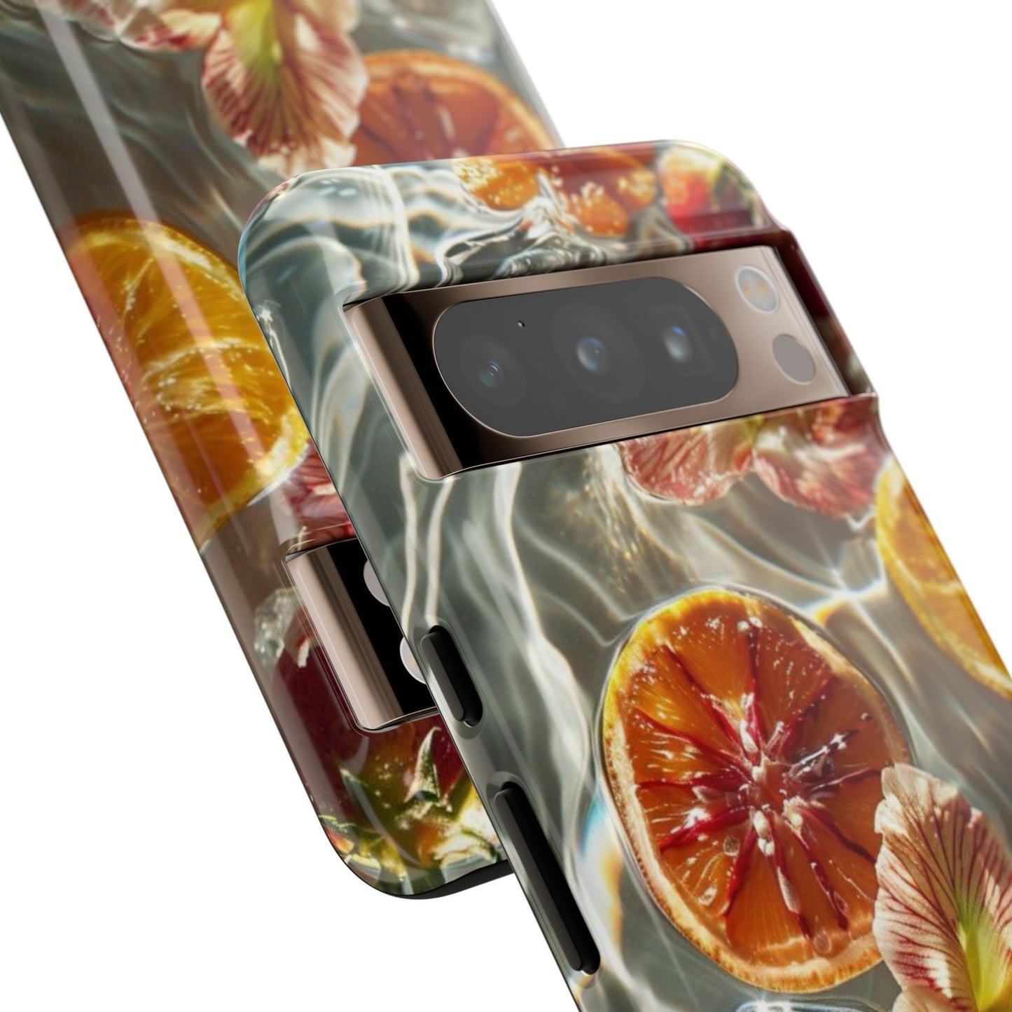 Citrus & Hibiscus Protective Phone Case – Summer Fruit Water Print Tough Case