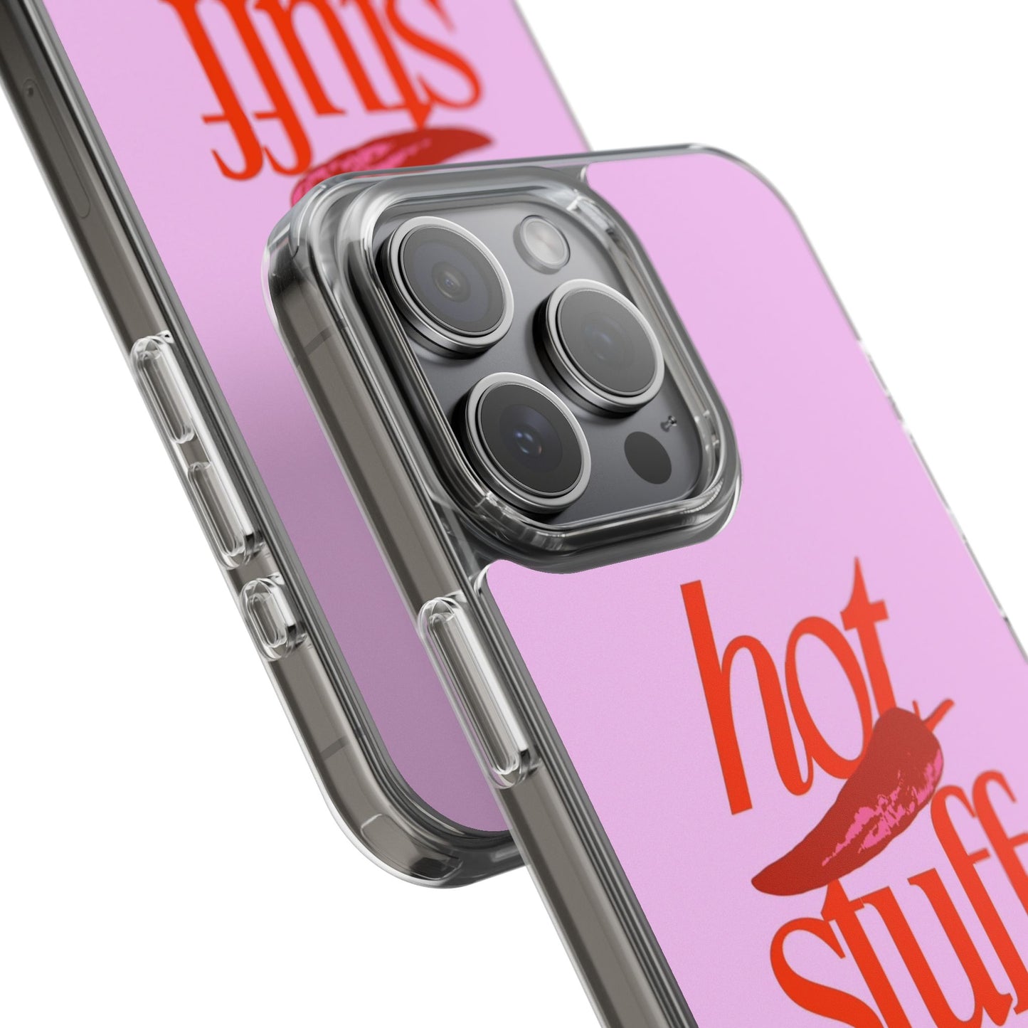 Hot Stuff Clear Impact Phone Case — Pink Retro Typography iPhone Cover