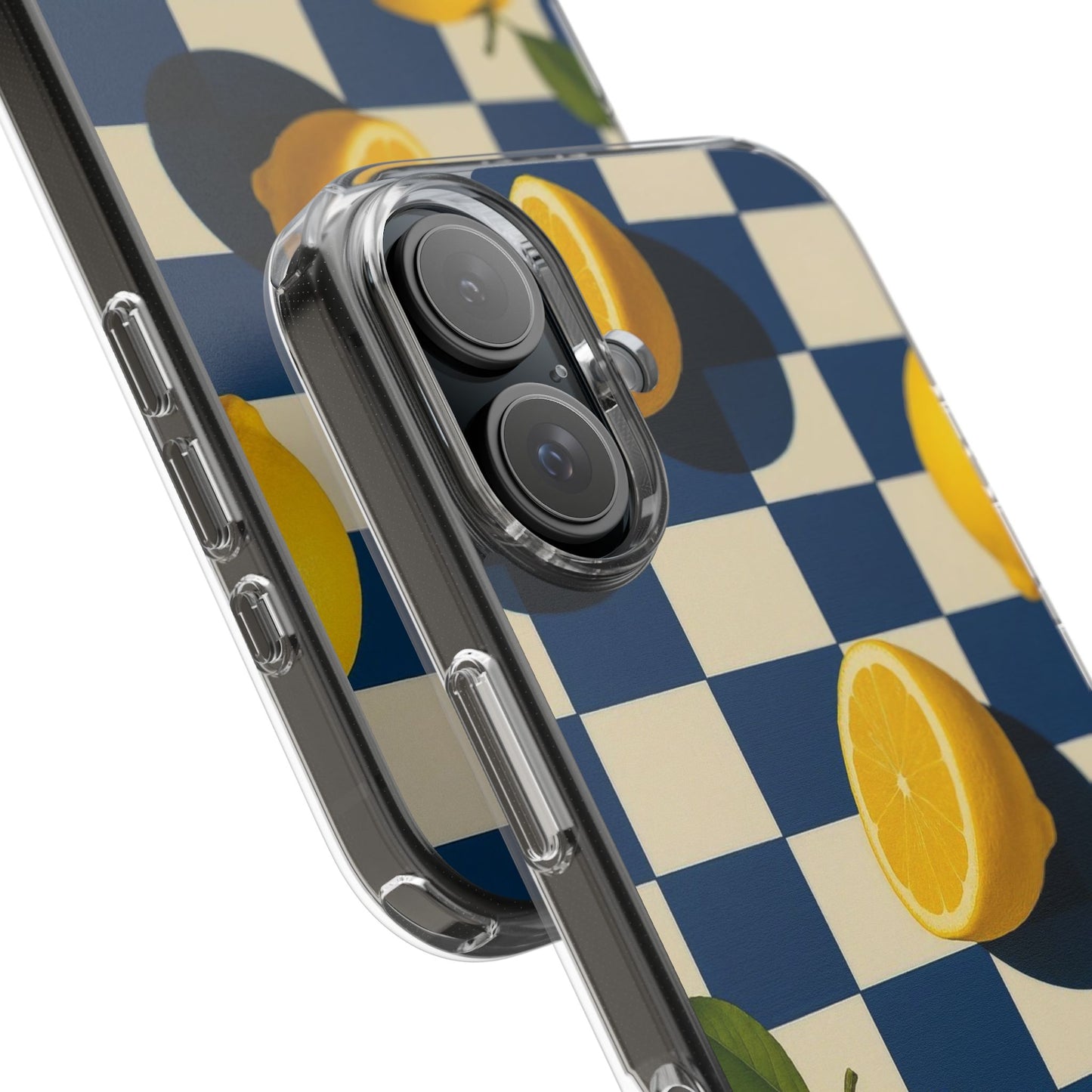 Clear Impact-Resistant Case — Retro Checkered Lemons Phone Case