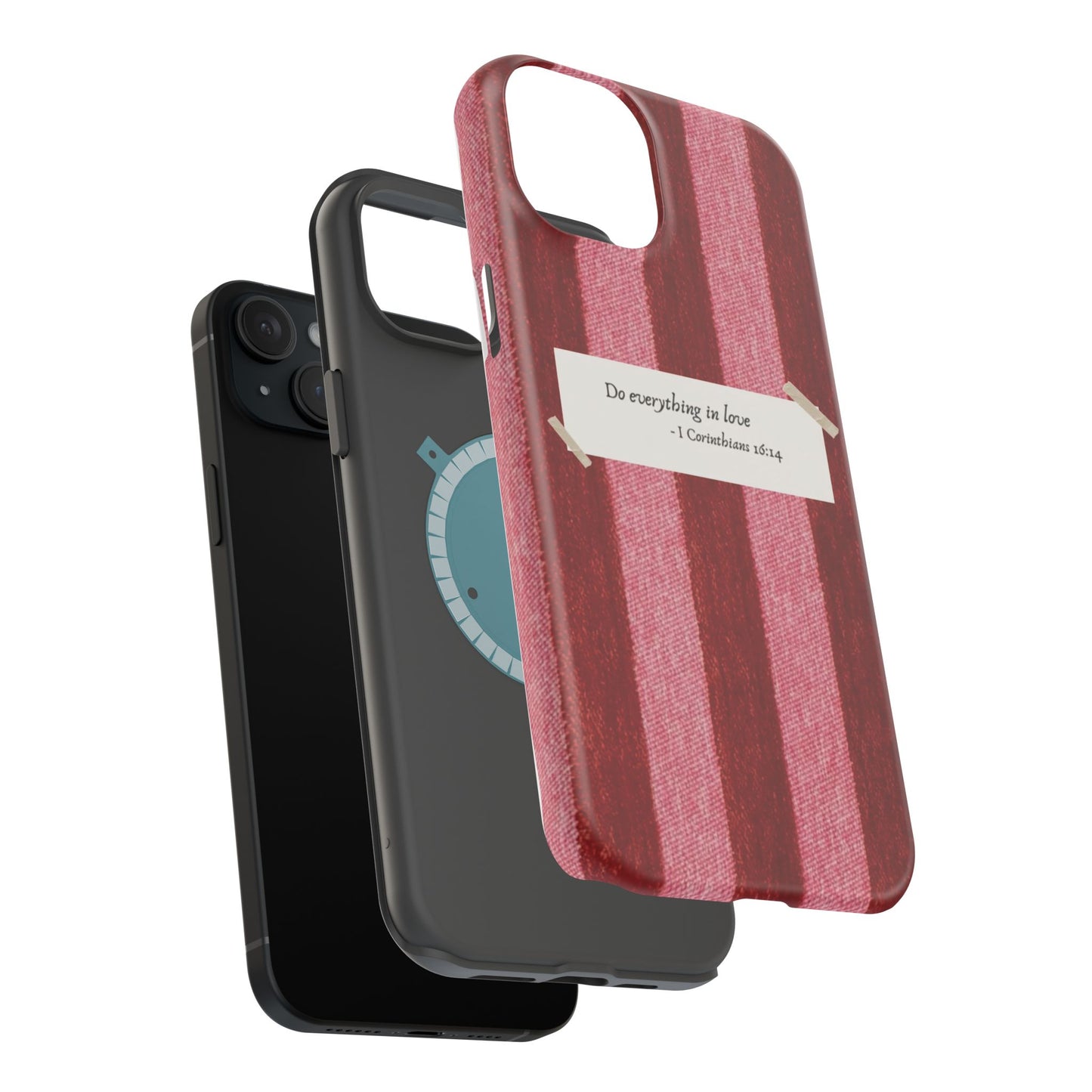 Christian Quote Red Stripe Phone Case — “Do everything in love” Magnetic Impact-Resistant Case