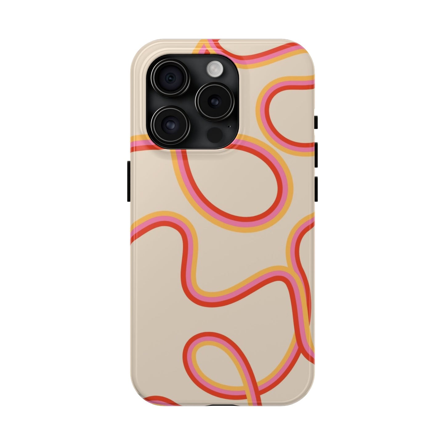 Retro Swirl Tough Phone Case — Beige Pink Orange Abstract Protection