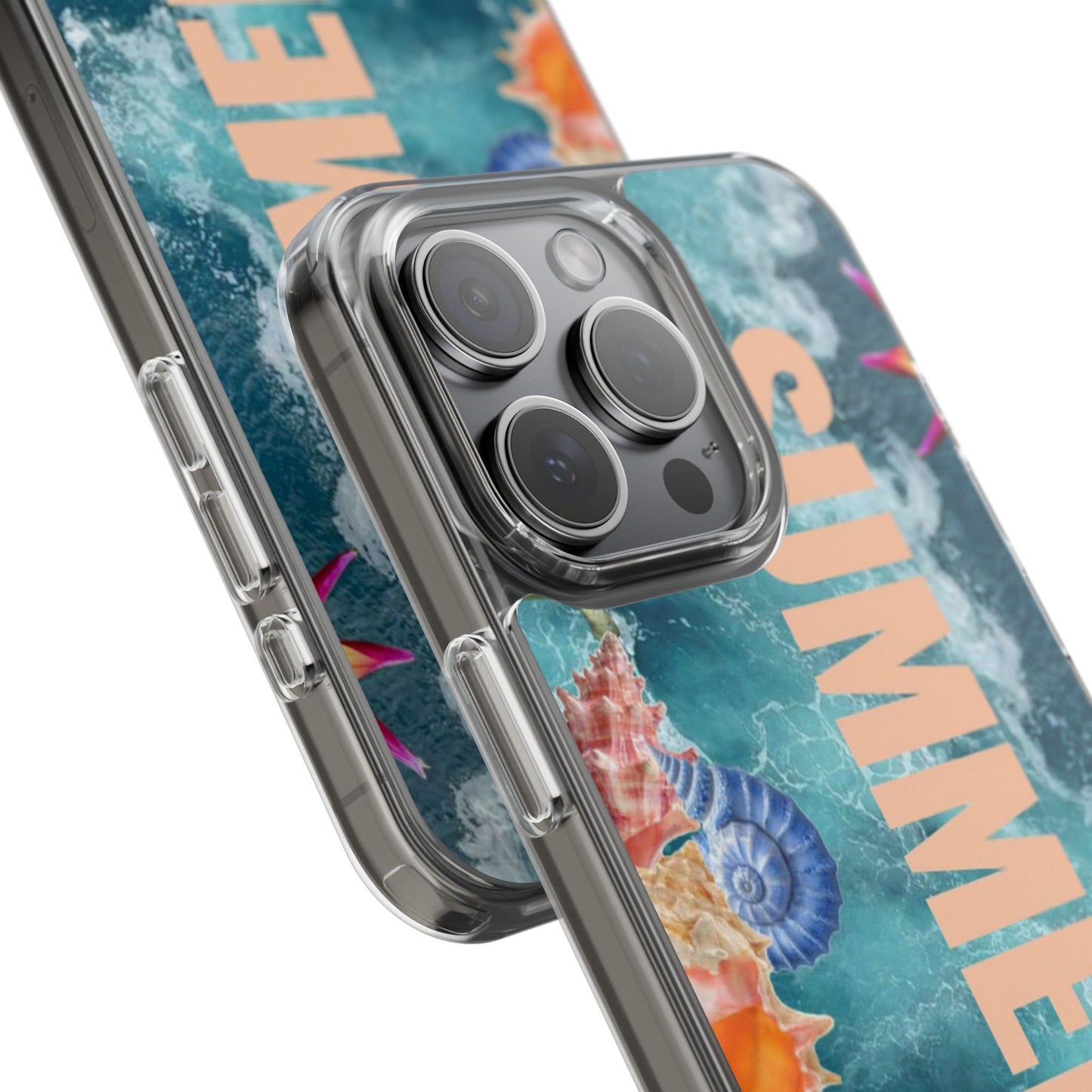 Summer Floral Clear Impact Phone Case — "SUMMER" Tropical Hibiscus Design