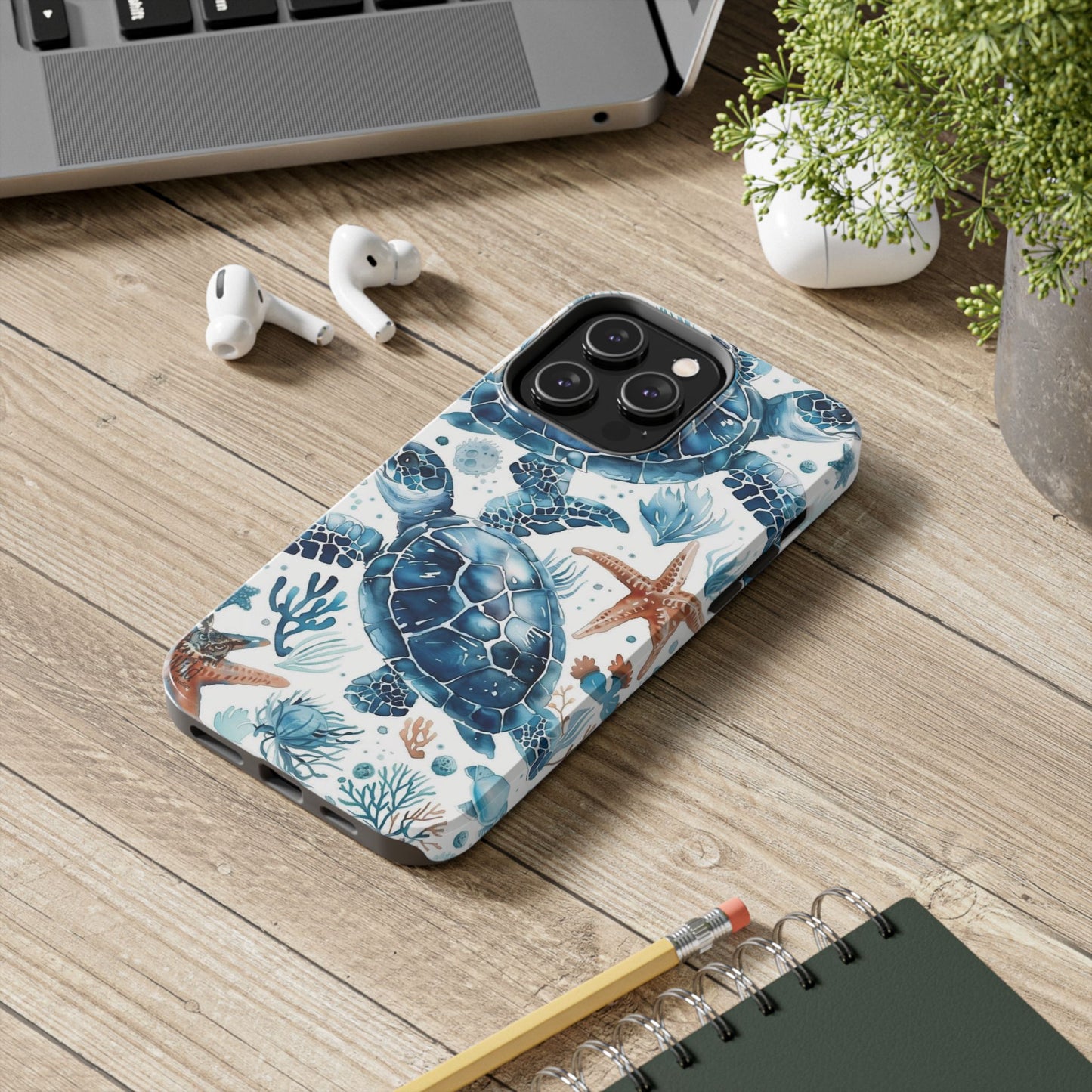 Sea Turtle Tough Phone Case — Blue Ocean Marine Life Protective Cover