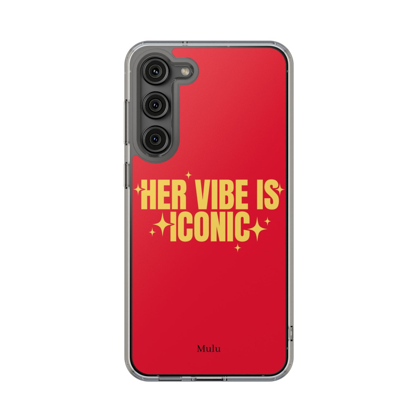 Clear Impact-Resistant Phone Case — "Her Vibe Is Iconic" Red Protective Cover