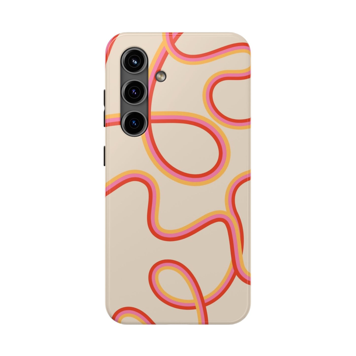 Retro Swirl Tough Phone Case — Beige Pink Orange Abstract Protection