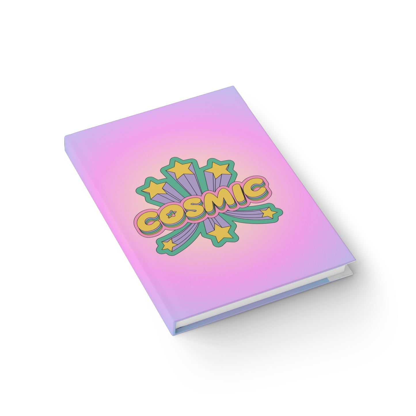 Cosmic Stars Hardback Journal — Pink Pastel Ruled Notebook
