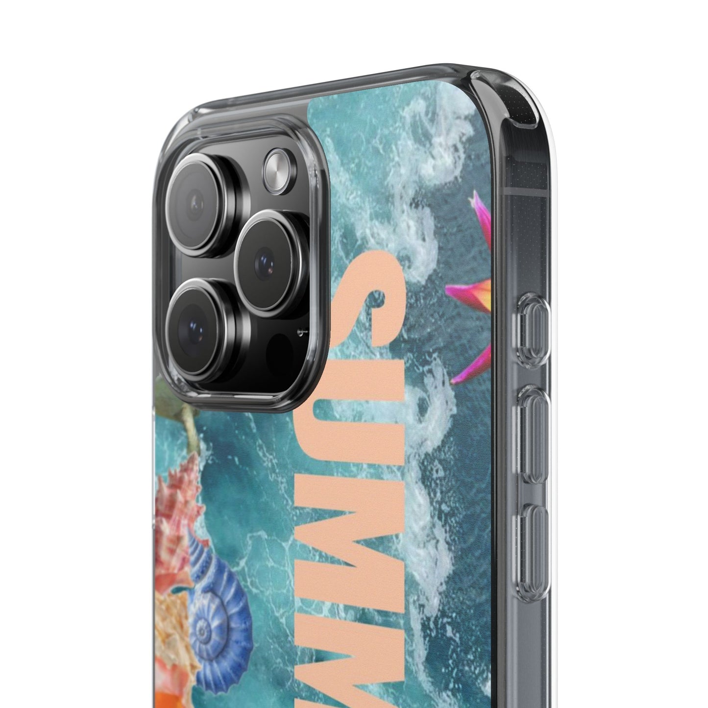 Summer Floral Clear Impact Phone Case — "SUMMER" Tropical Hibiscus Design