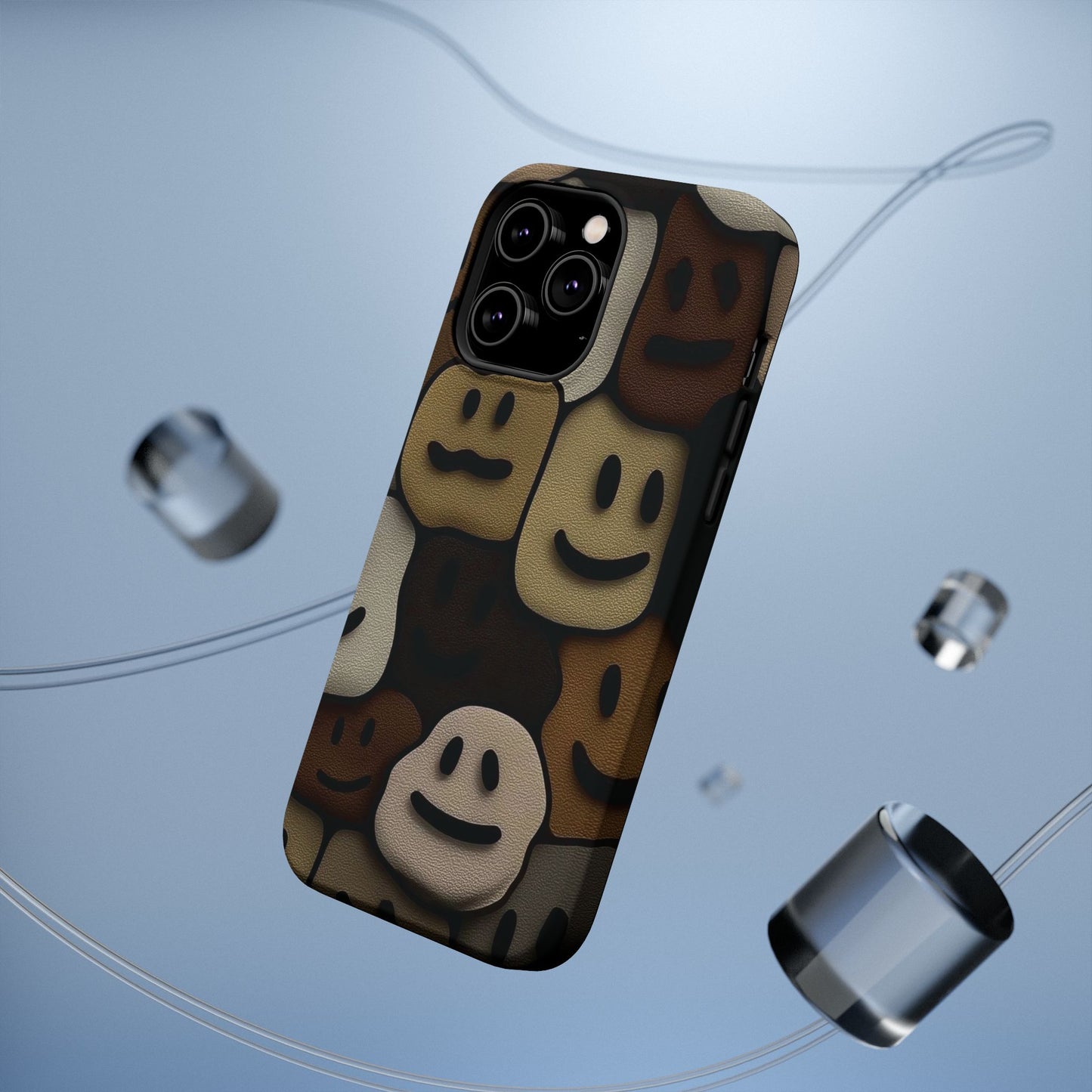 Magnetic Impact-Resistant Case — Brown Smiley Tile Phone Cover
