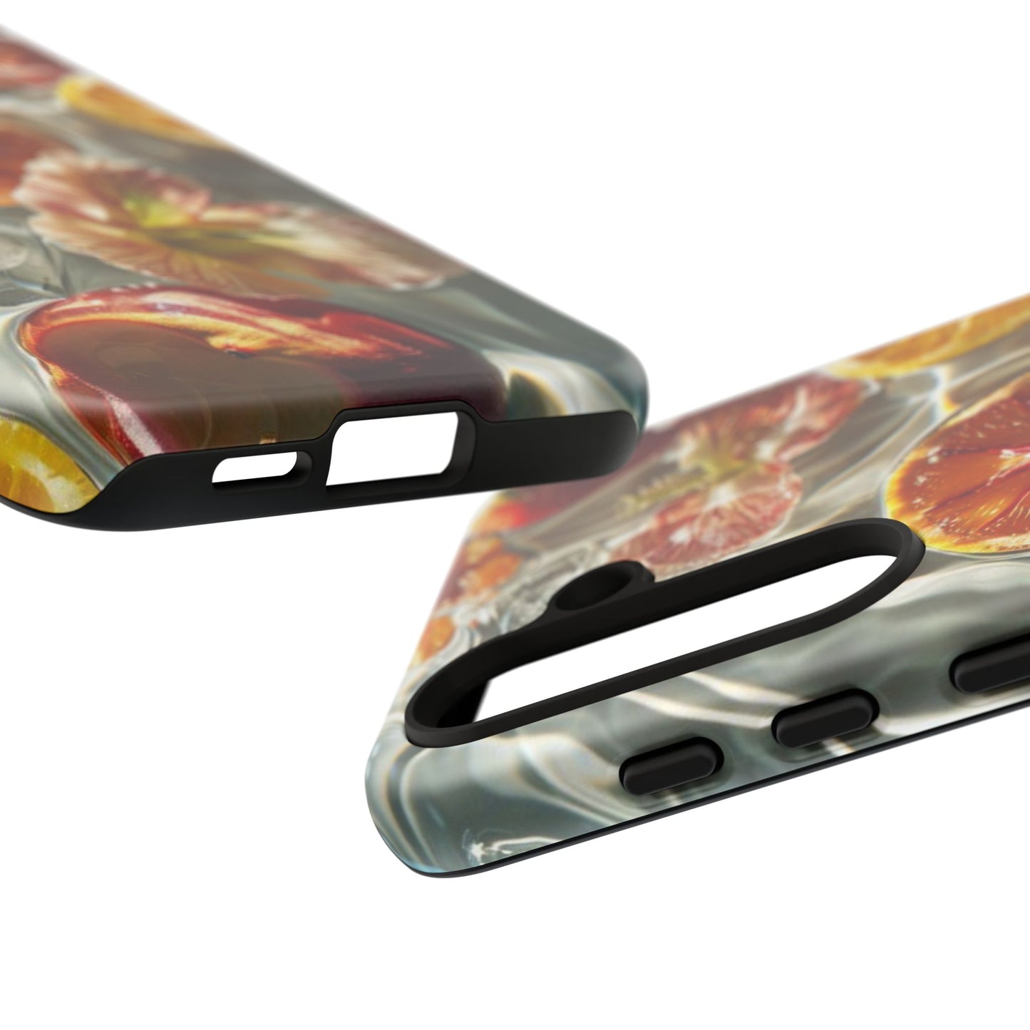 Citrus & Hibiscus Protective Phone Case – Summer Fruit Water Print Tough Case
