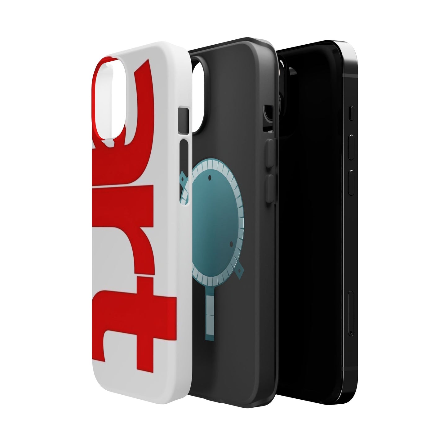Magnetic Impact-Resistant Phone Case — Bold Red Typographic Design