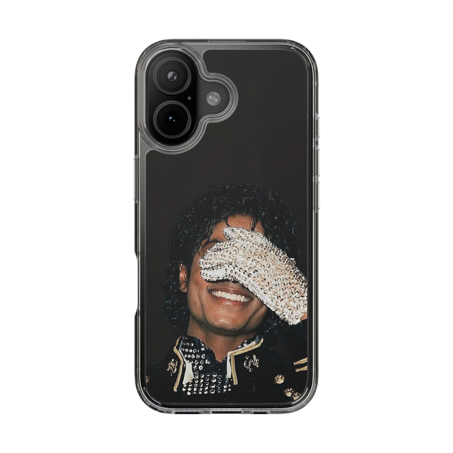 Michael Jackson Smiling Portrait Clear Phone Case — Retro Pop Icon Design