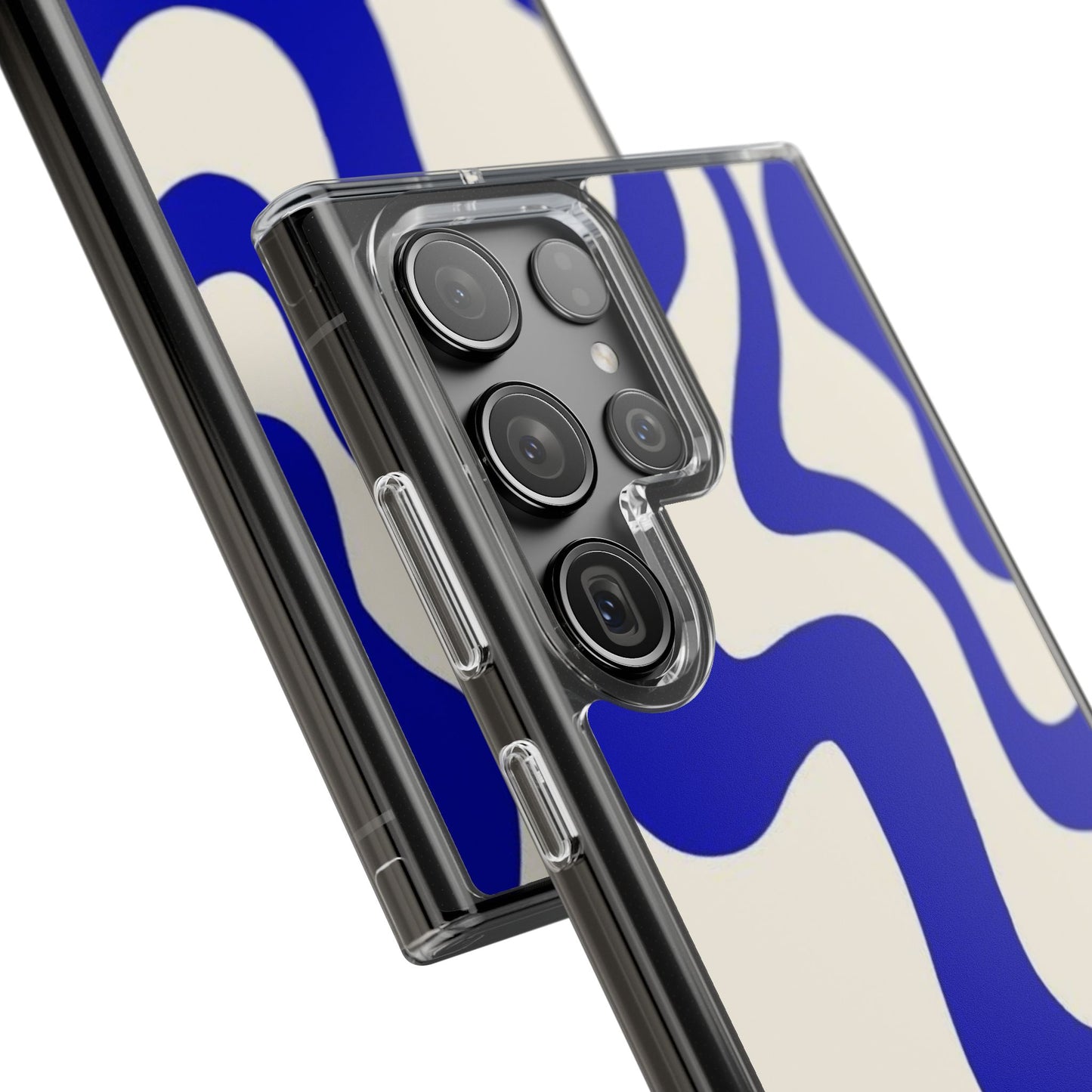 Clear Impact-Resistant Case — Blue Abstract Wavy Pattern