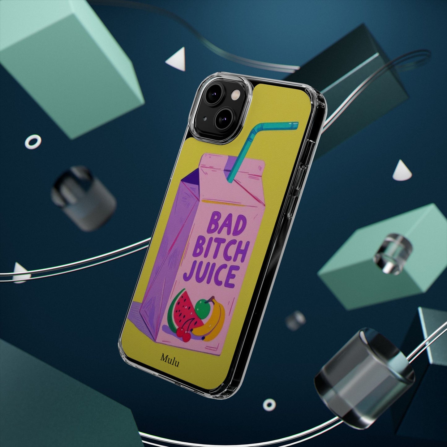 Clear Impact-Resistant Phone Case — "Bad Bitch Juice" Cartoon Juice Box Design