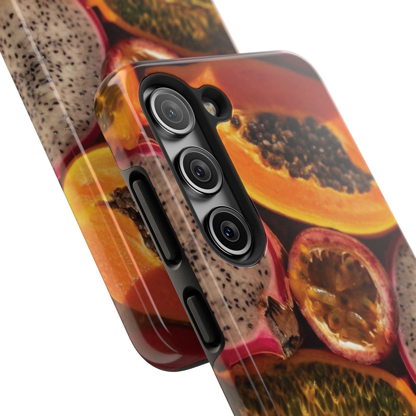 Tropical Fruit Tough Phone Case — Papaya & Dragon Fruit Design