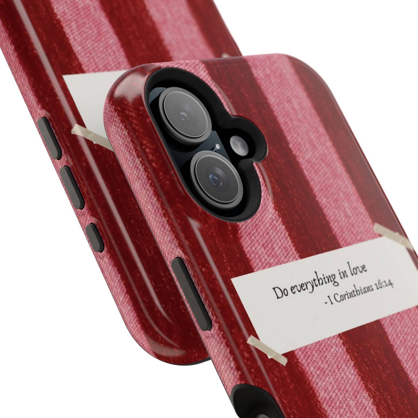 Christian Quote Red Stripe Phone Case — “Do everything in love” Magnetic Impact-Resistant Case