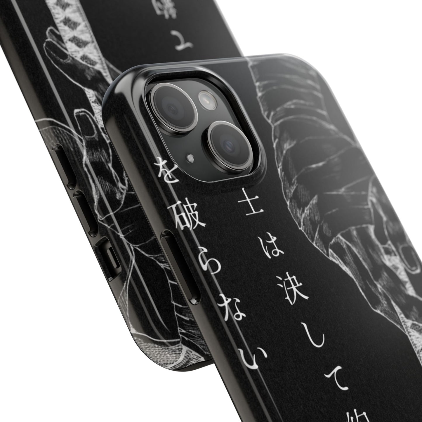 Samurai Vow Tough Phone Case — Black Katana Design with Japanese Text