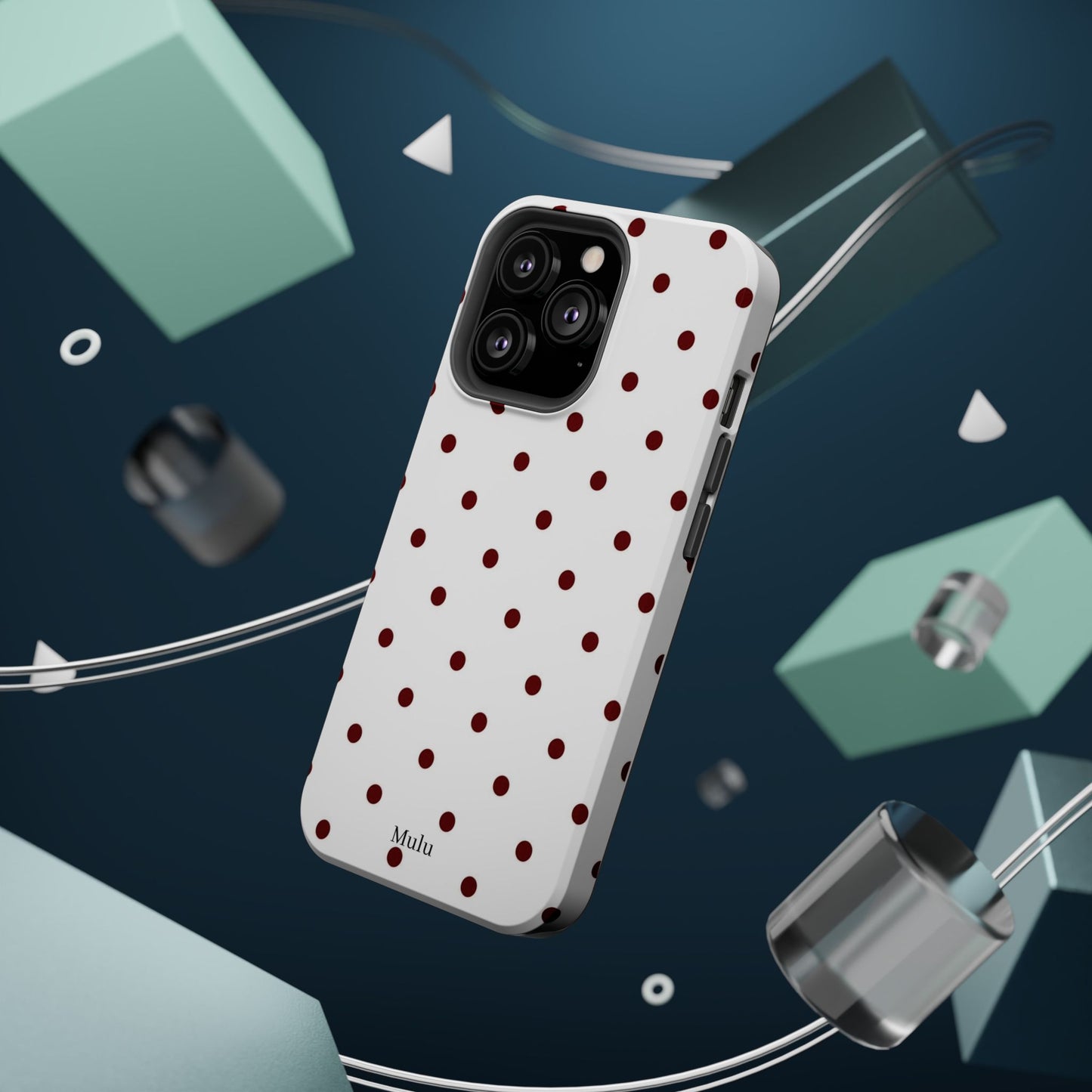 Polka Dot Magnetic Impact-Resistant Phone Case — Red Dots on White