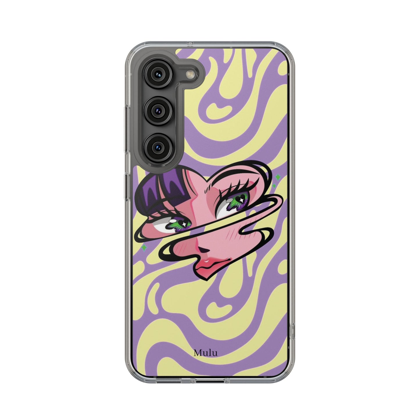 Clear Impact-Resistant Case — Retro Psychedelic Heart Face Design