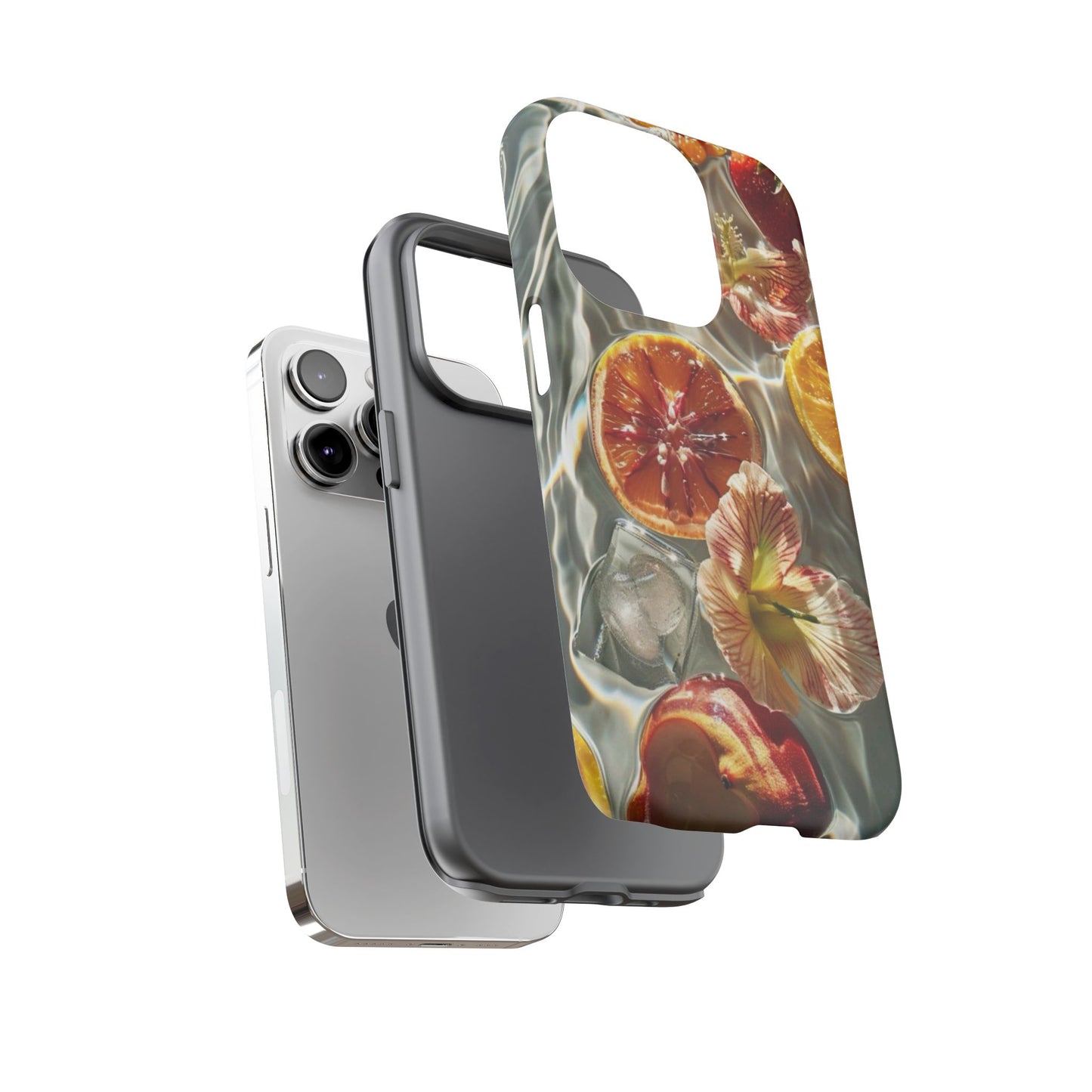 Citrus & Hibiscus Protective Phone Case – Summer Fruit Water Print Tough Case