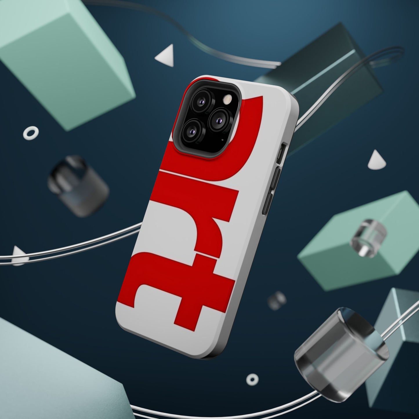Magnetic Impact-Resistant Phone Case — Bold Red Typographic Design