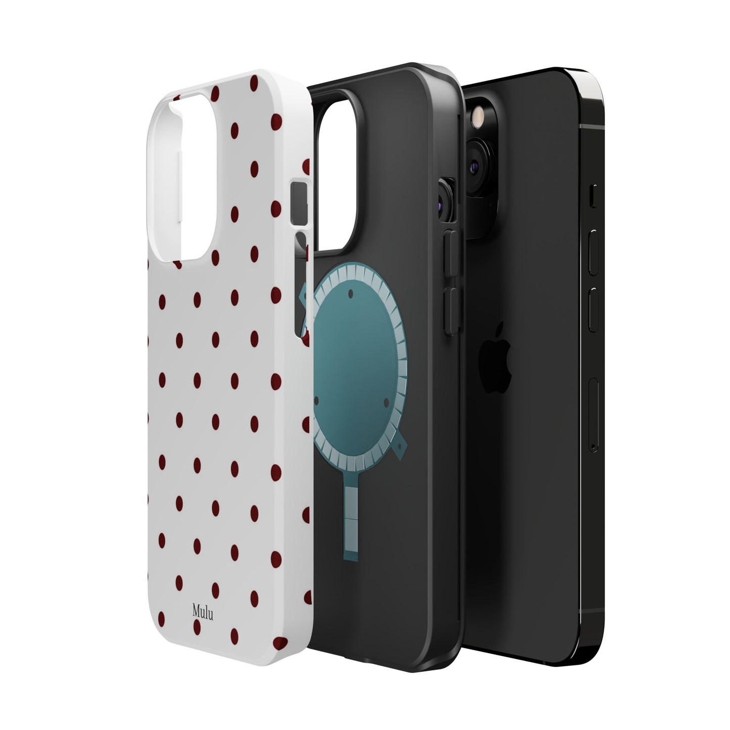 Polka Dot Magnetic Impact-Resistant Phone Case — Red Dots on White