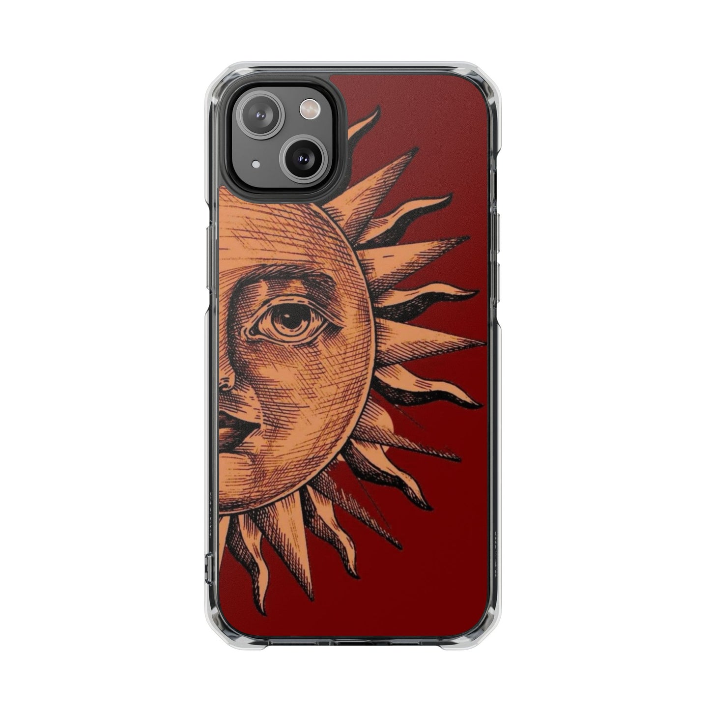 Vintage Sun Illustration Magnetic Clear Impact Phone Case
